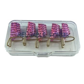 Plantillas de uñas reutilizables F0-18 rosa 5 piezas