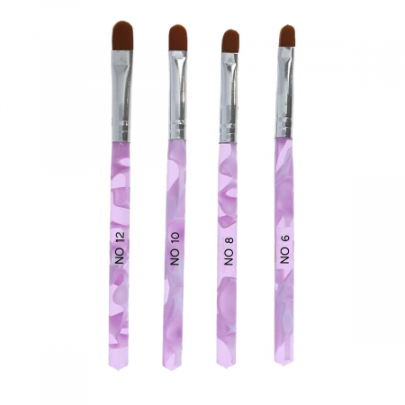 4-piece set of gel brushes made from red sable hair - Rounded