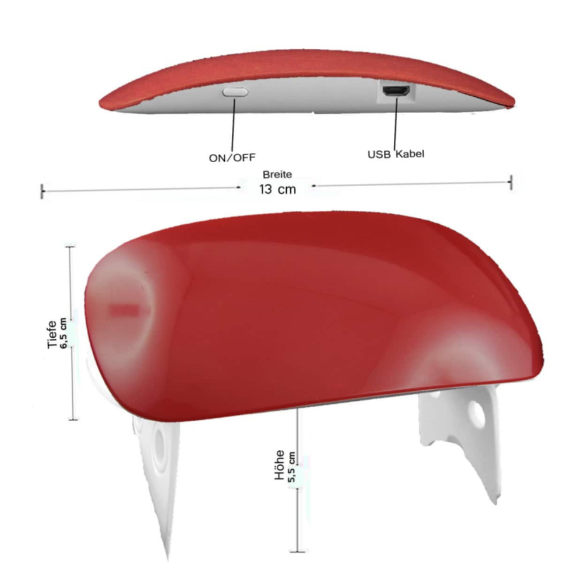 Pequeña lámpara UV para uñas 6 W plegable - Sun Mini Rojo