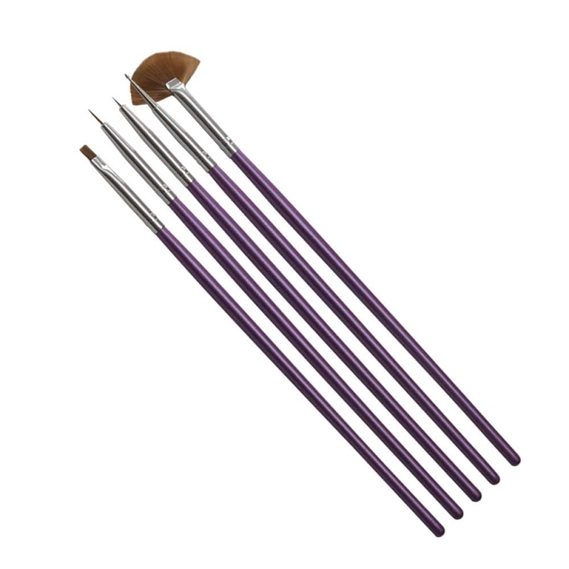 5-piece set of gel brushes & nail art brushes made of synthetic hair