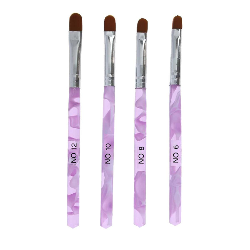 4-piece set of gel brushes made from red sable hair - Rounded
