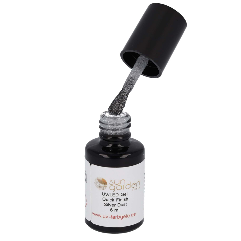 6 ml Gel UV Quick Finish Bouteille pinceau - Silver Dust